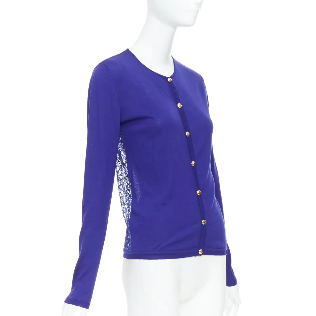 Emilio Pucci Floral Lace Cardigan Blue Wool Very good - Box View
