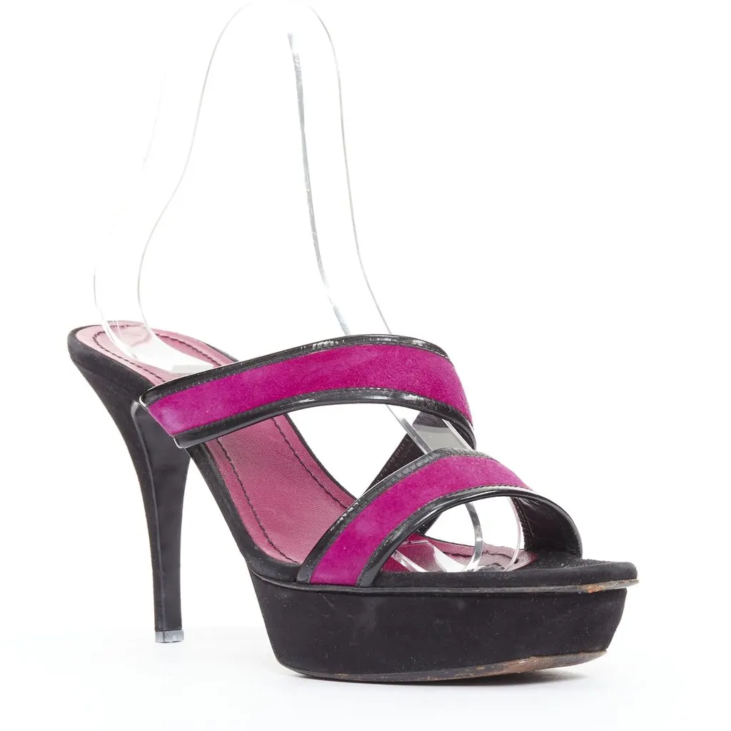 Saint Laurent Purple Suede Heels Purple Suede Fair - Back View