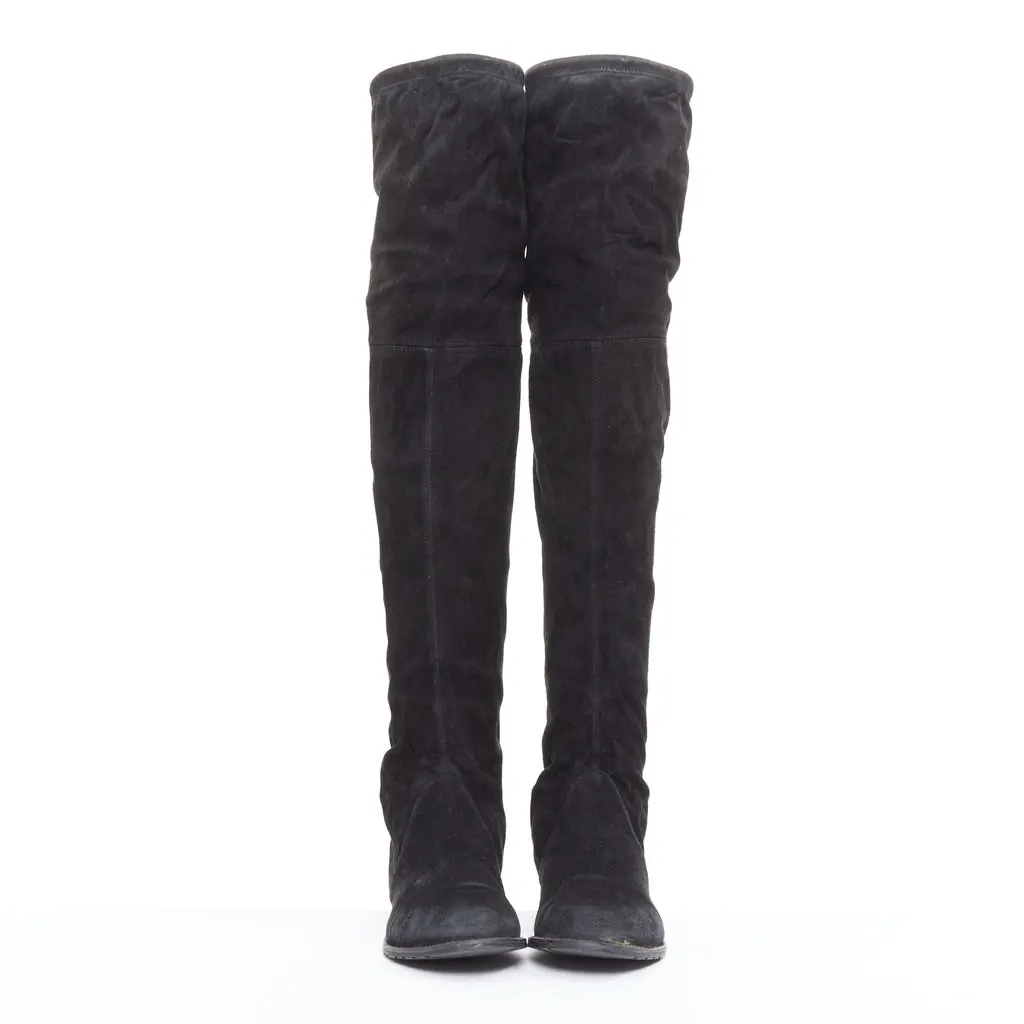 Stuart Weitzman Lowland Black Suede Fair - Inside View