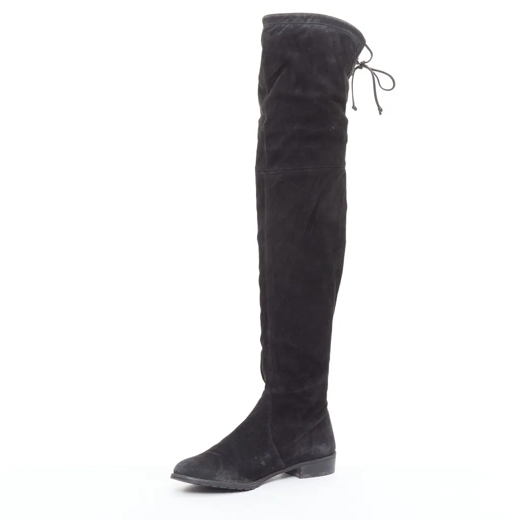 Stuart Weitzman Lowland Black Suede Fair - Model View