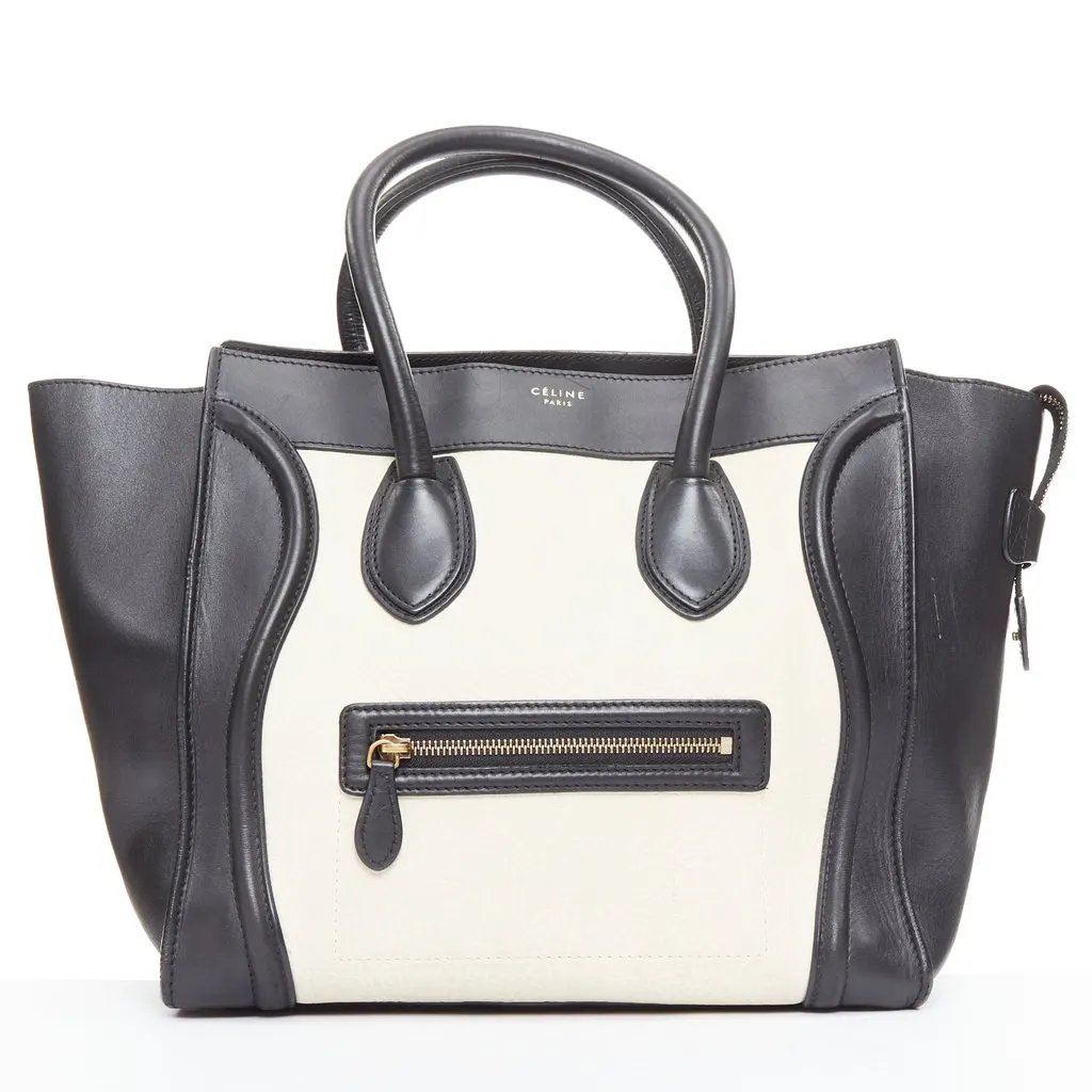 Celine Luggage Mini Black Leather Fair - Front View