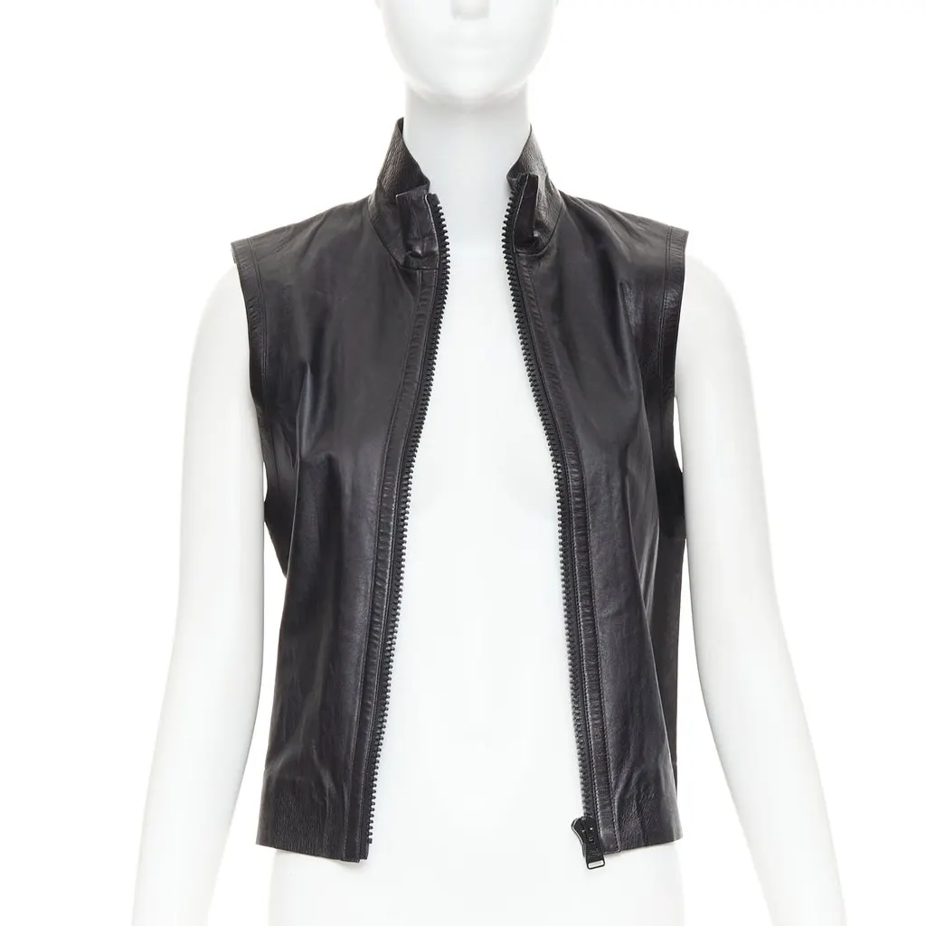 Louis Vuitton Black Leather Jacket Black Leather Good - Front View
