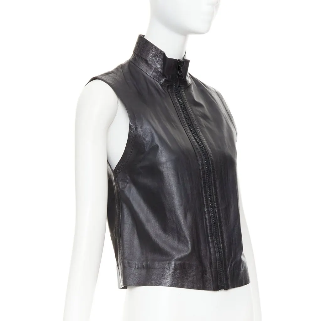 Louis Vuitton Black Leather Jacket Black Leather Good - Model View
