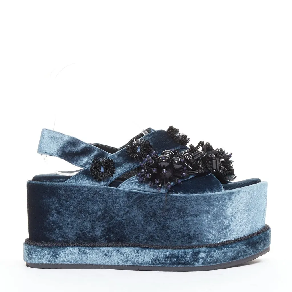 Unsigned Blue Velvet Sandals Blue Velvet Very good - Front View