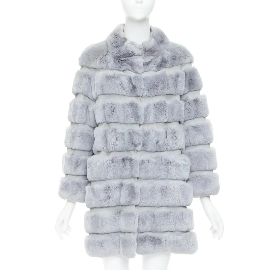 Unsigned Blue Fur Coat Blue Fur Fair - Front View