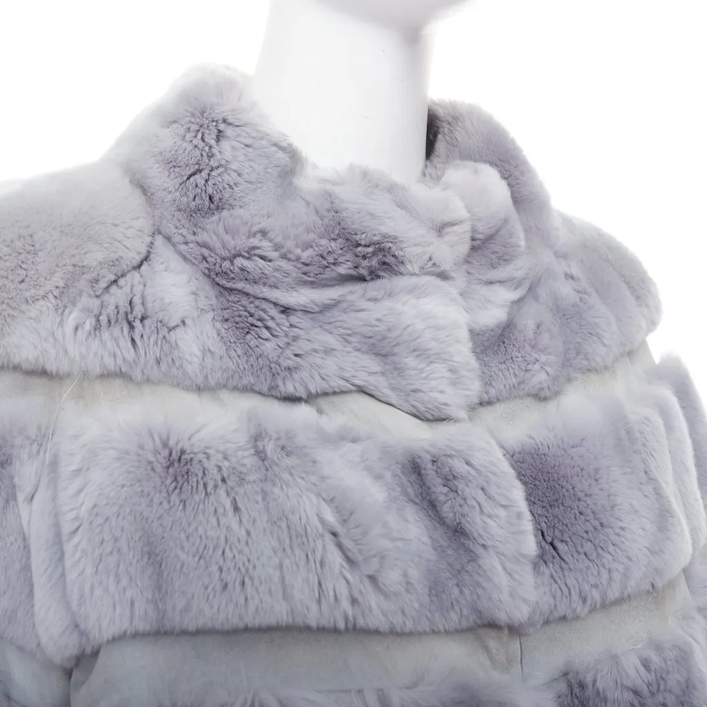 Unsigned Blue Fur Coat Blue Fur Fair - Back View