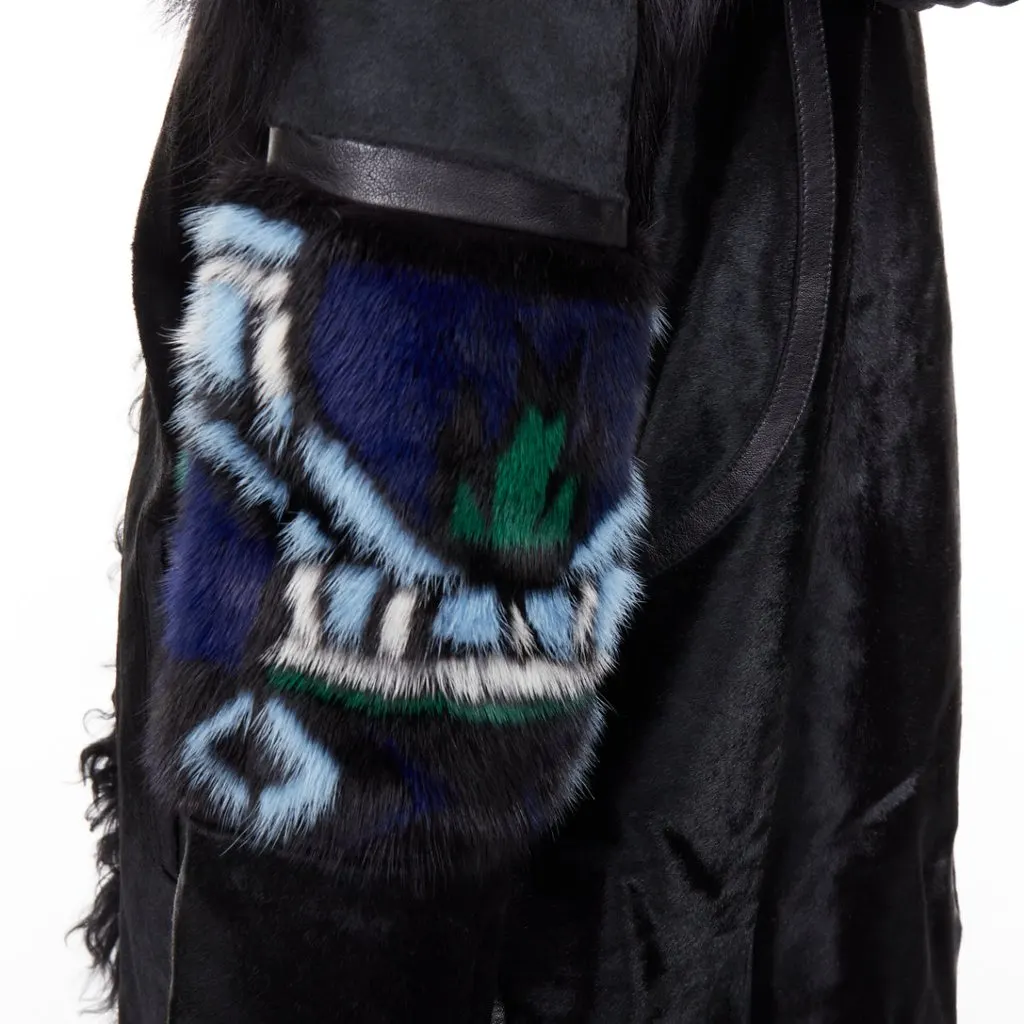 Emilio Pucci Black Fur Coat Black Fur Very good - Back View