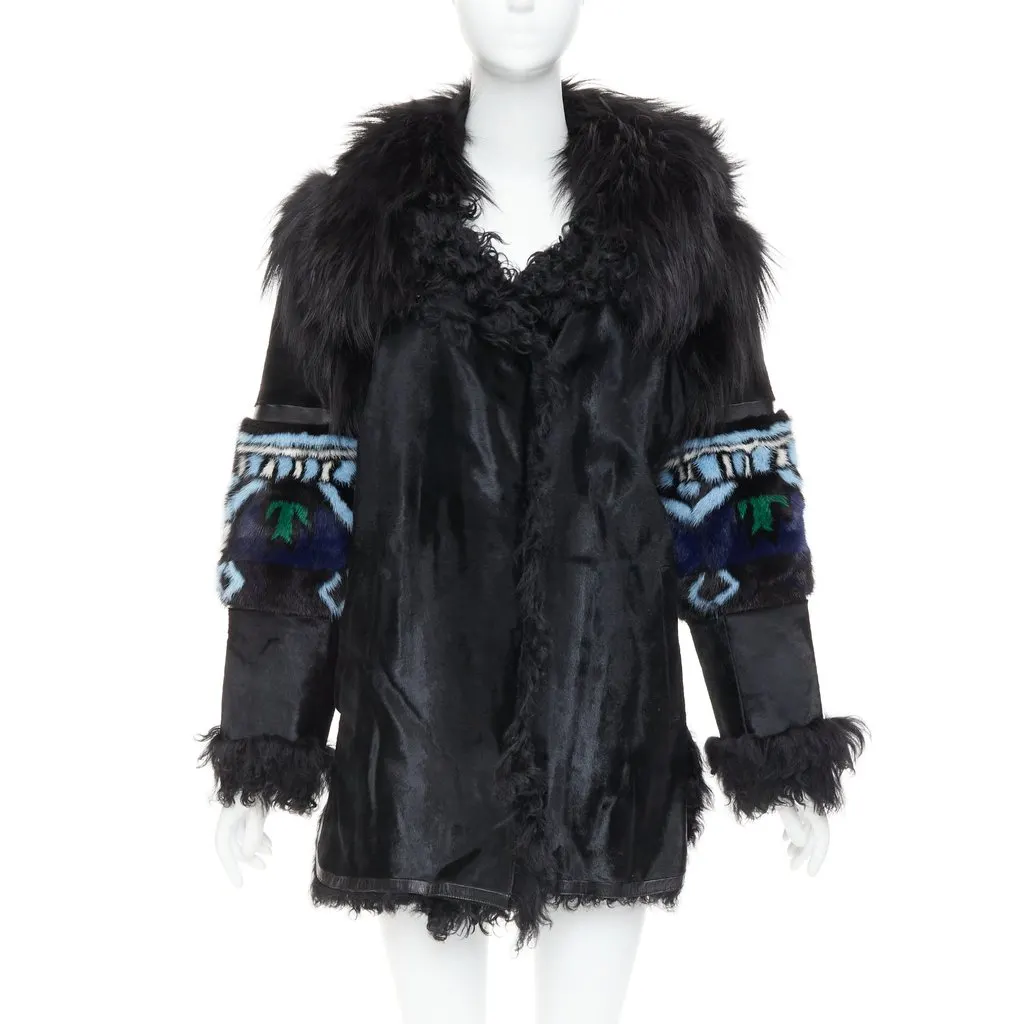 Emilio Pucci Black Fur Coat Black Fur Very good - Model View