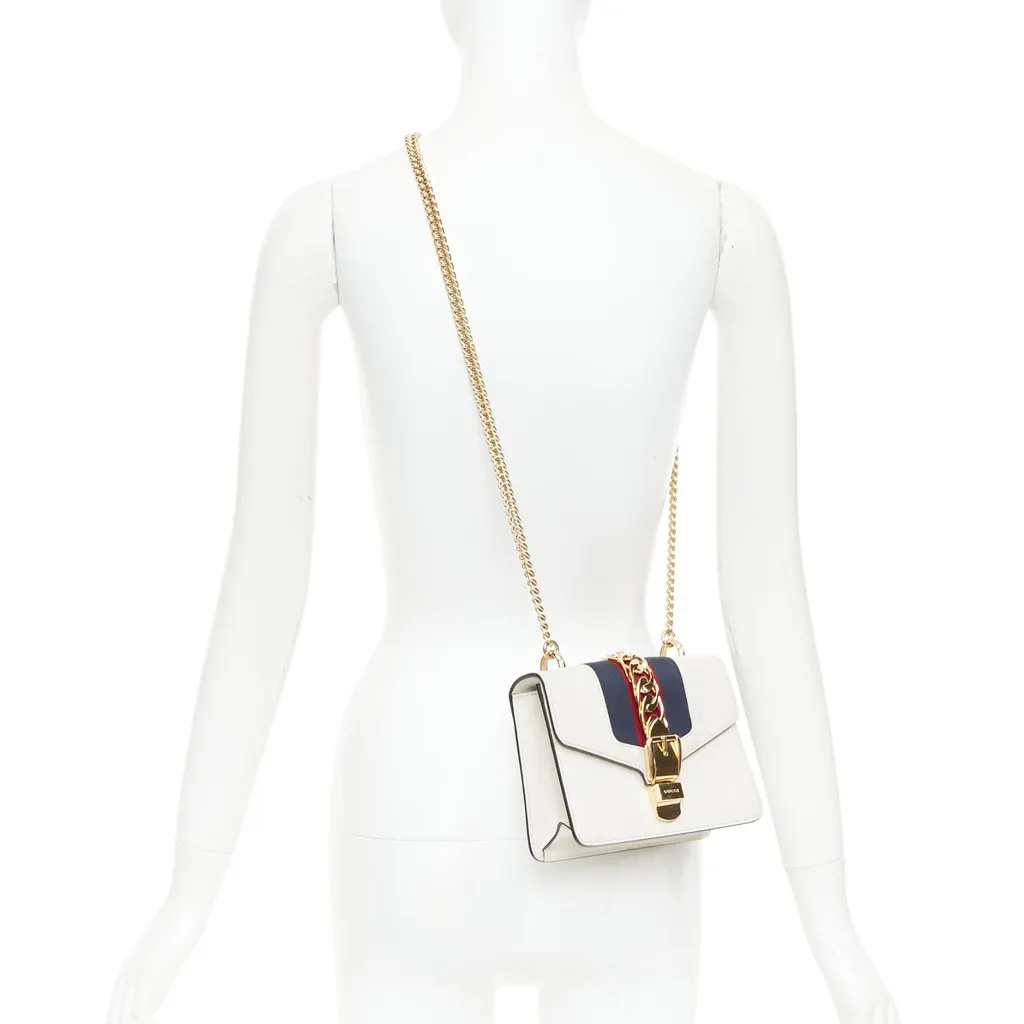 Gucci Sylvie Small White Leather Fair - Back View
