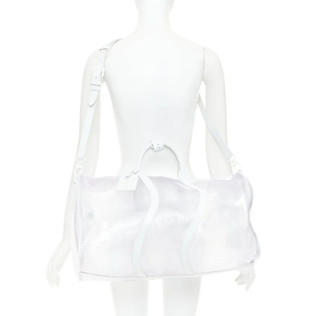 Louis Vuitton Keepall Bandouliere 50 White Plastic Fair - Back View