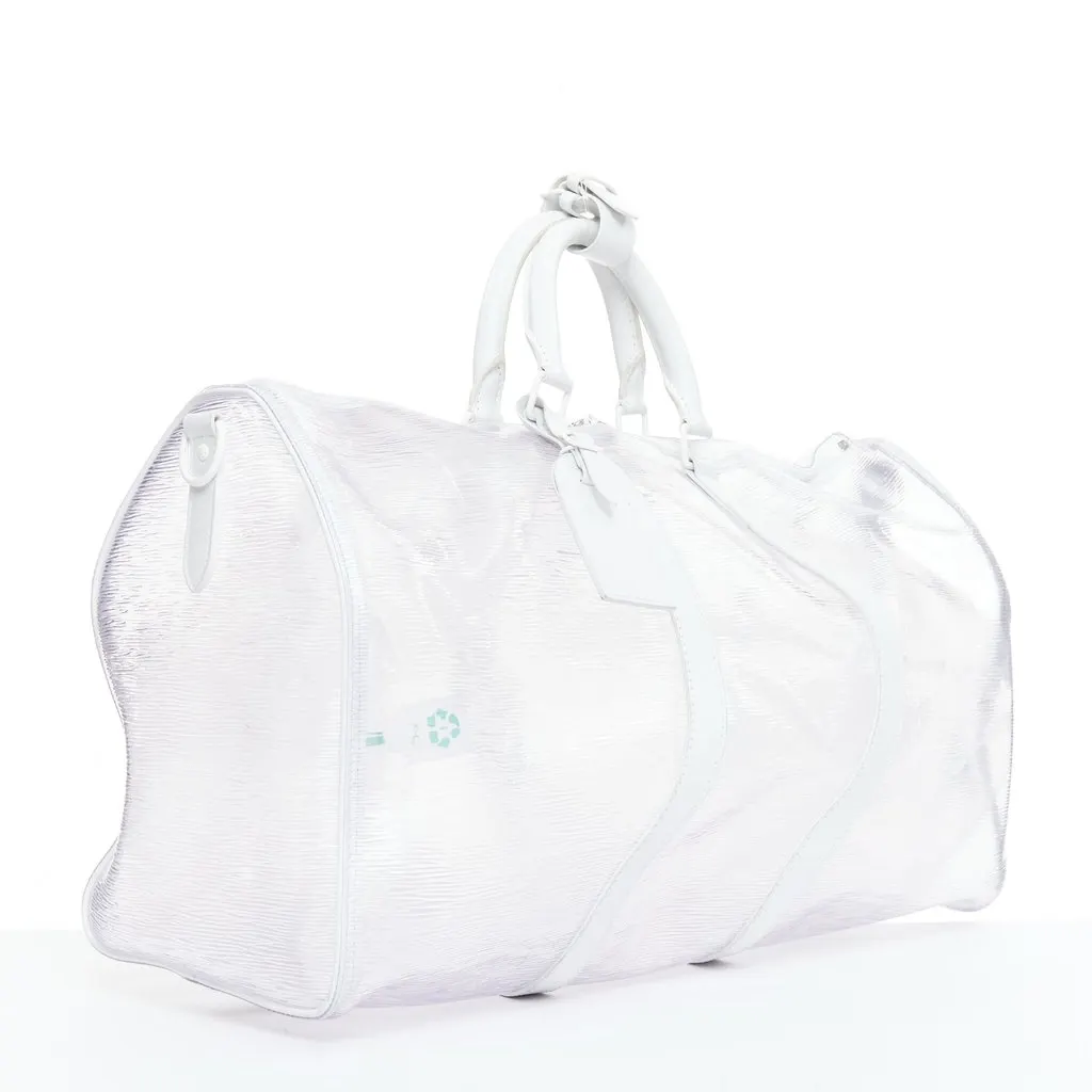 Louis Vuitton Keepall Bandouliere 50 White Plastic Fair - Inside View