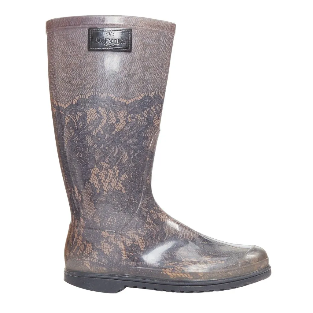 Valentino Grey Rubber Boots Grey Rubber Fair - Front View