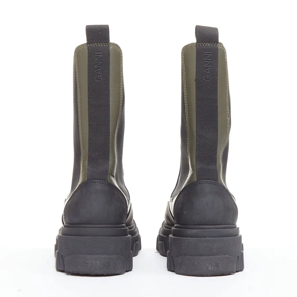 Ganni Green Leather Boots Green Leather Good - Box View