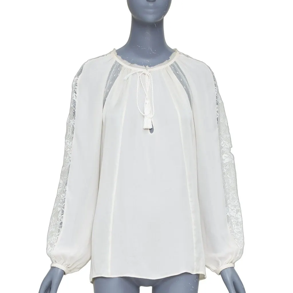 Emilio Pucci Ecru Silk Top Ecru Silk Fair - Front View