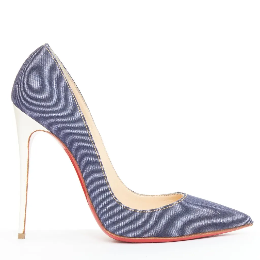 Christian Louboutin So Kate 120 Blue Denim Fair - Front View