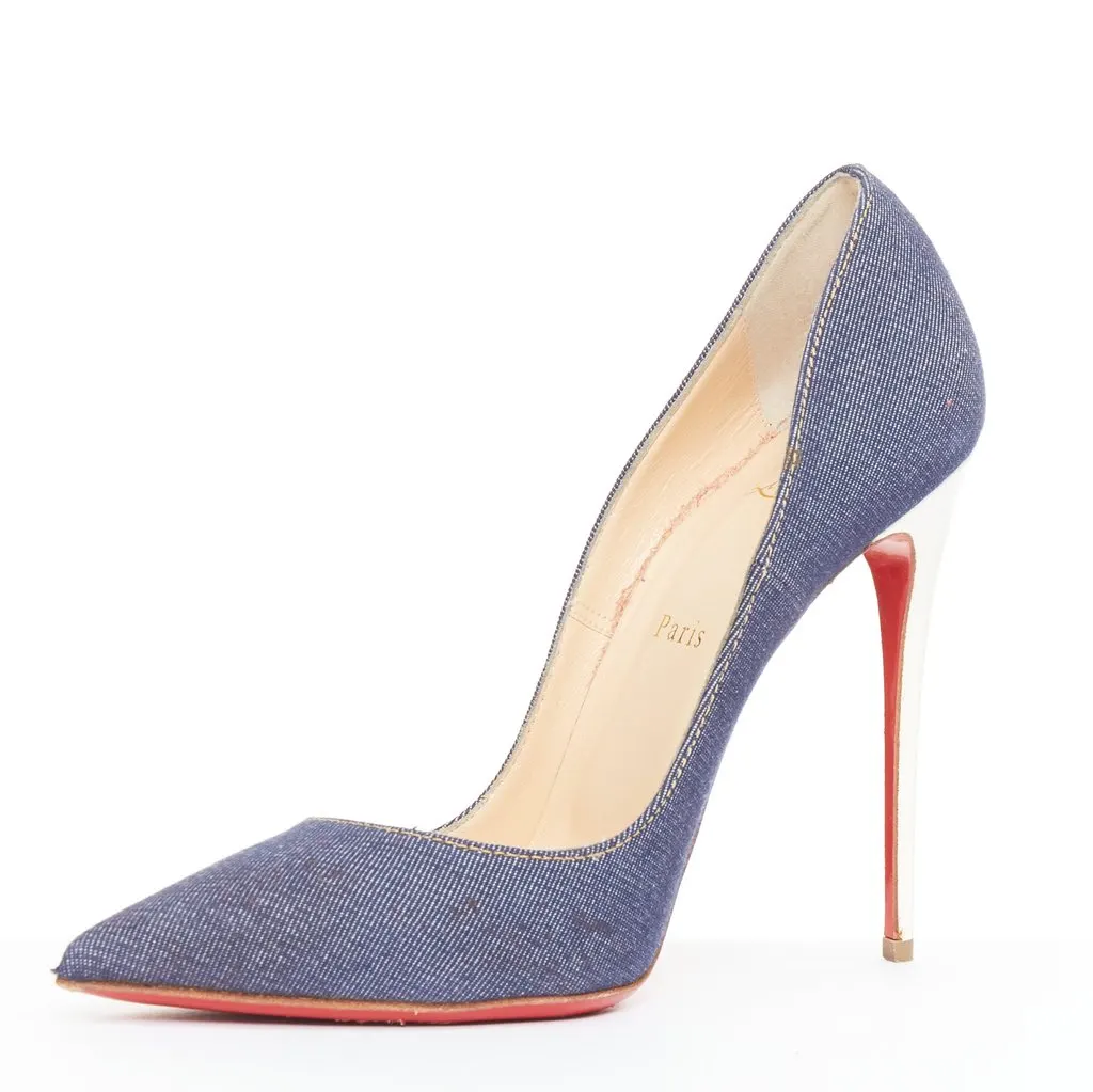 Christian Louboutin So Kate 120 Blue Denim Fair - Model View