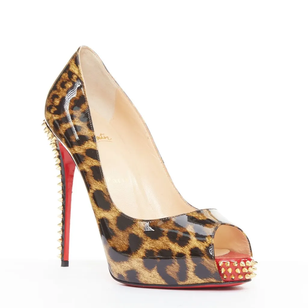 Christian Louboutin Very Prive Spikes 120 Brown Leather Very good - Back View
