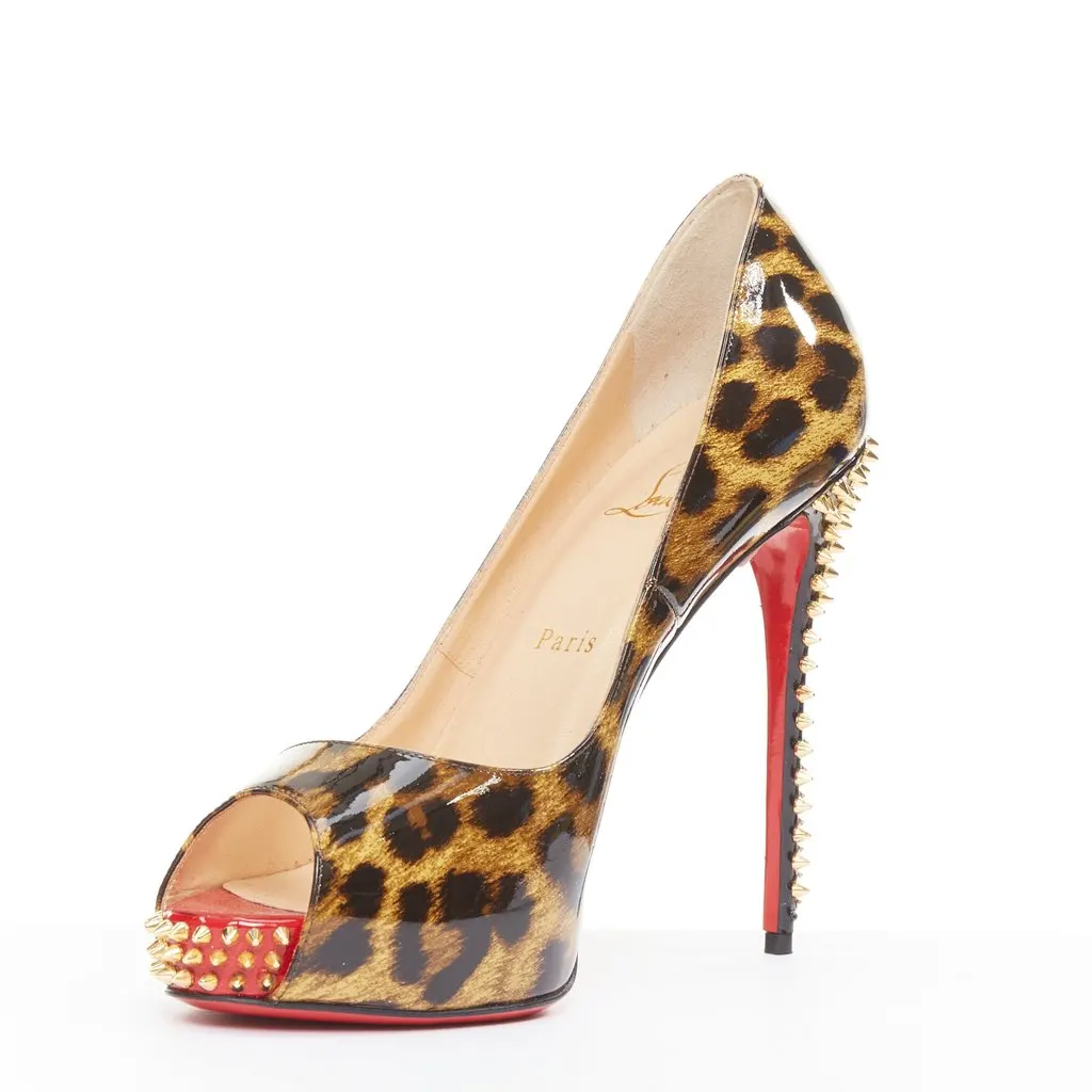 Christian Louboutin Very Prive Spikes 120 Brown Leather Very good - Model View
