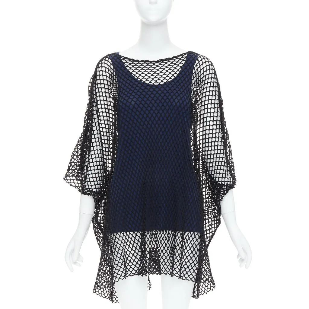 Maison Margiela Mesh Layered Tank Navy Very good - Front View