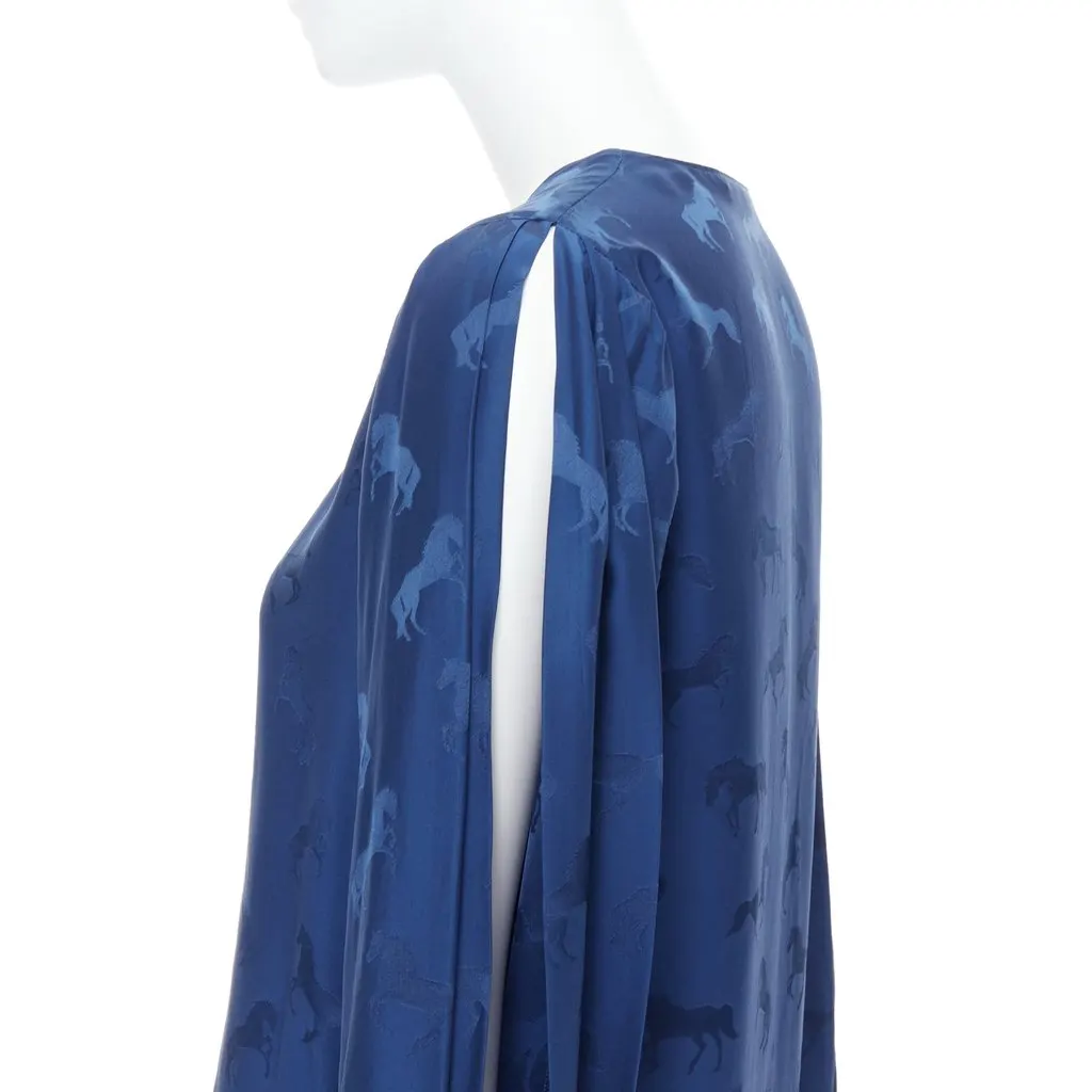 Stella McCartney Horse Print Shirt Blue Silk Very good - Back View