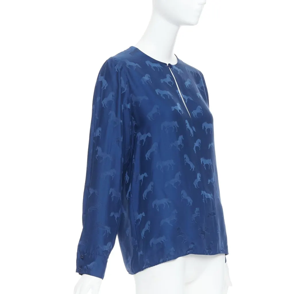 Stella McCartney Horse Print Shirt Blue Silk Very good - Inside View