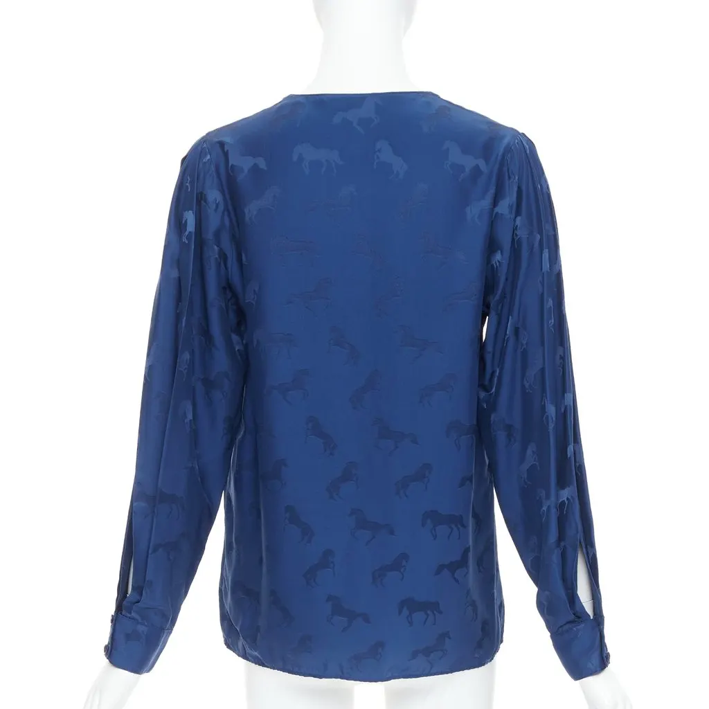 Stella McCartney Horse Print Shirt Blue Silk Very good - Box View