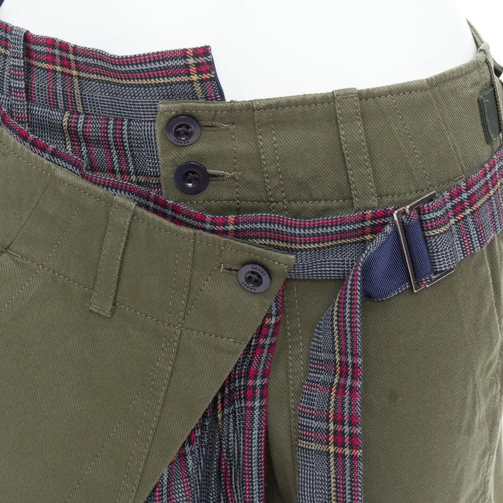 Sacai Deconstructed Kilt Pants Green Cotton Fair - Back View