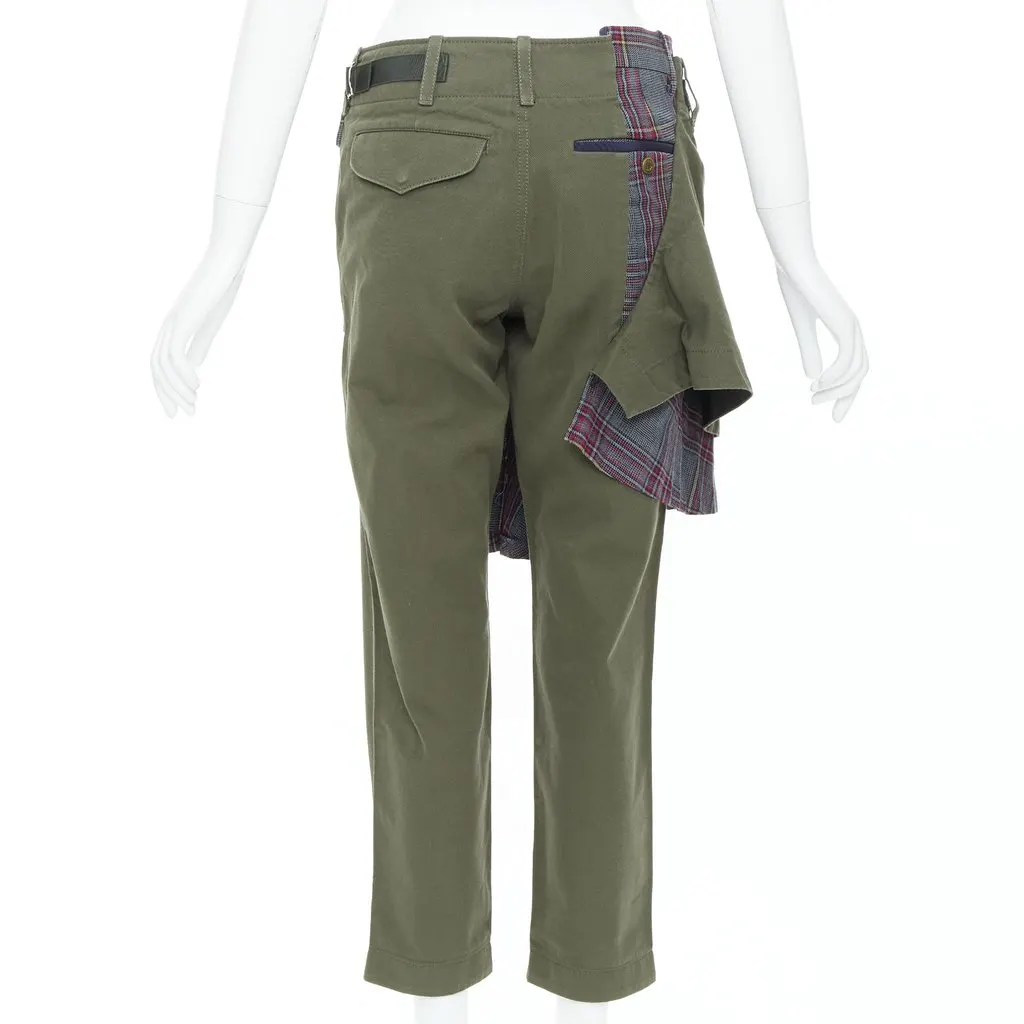 Sacai Deconstructed Kilt Pants Green Cotton Fair - Box View