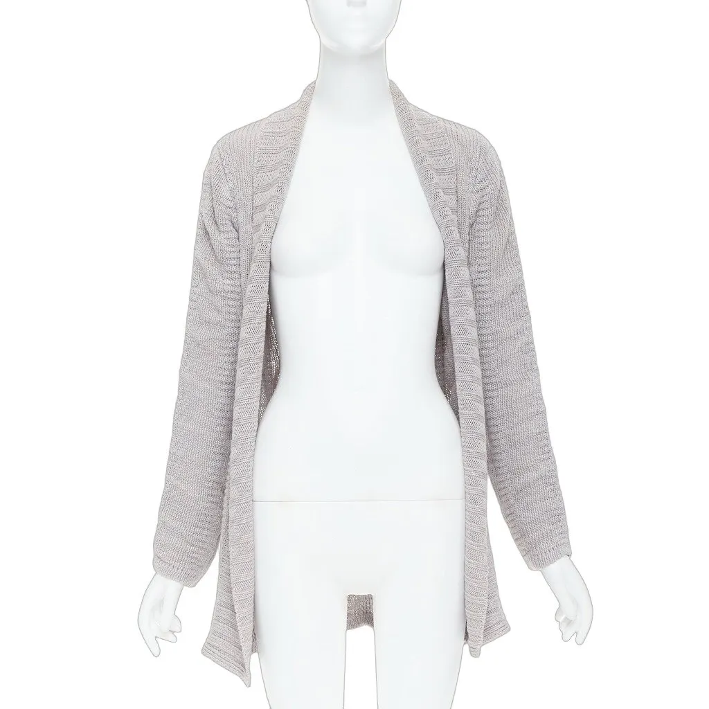 Helmut Lang Long Sleeve Cardigan Beige Linen Very good - Front View