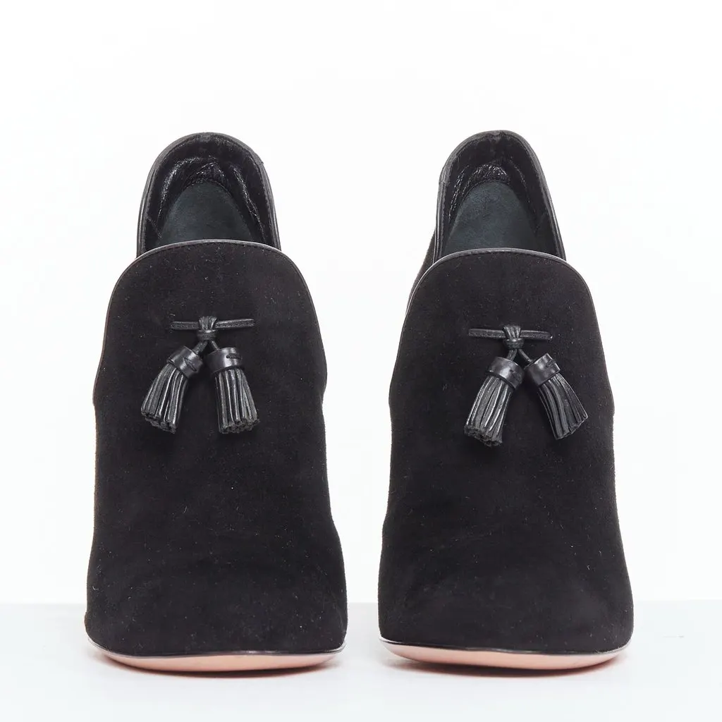 Gianvito Rossi Tassel Stiletto Booties Black Suede Good - Inside View