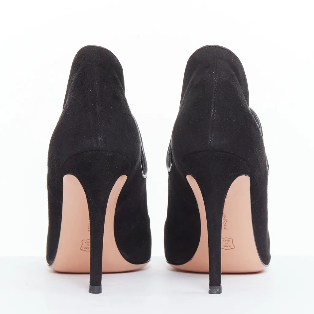 Gianvito Rossi Tassel Stiletto Booties Black Suede Good - Box View