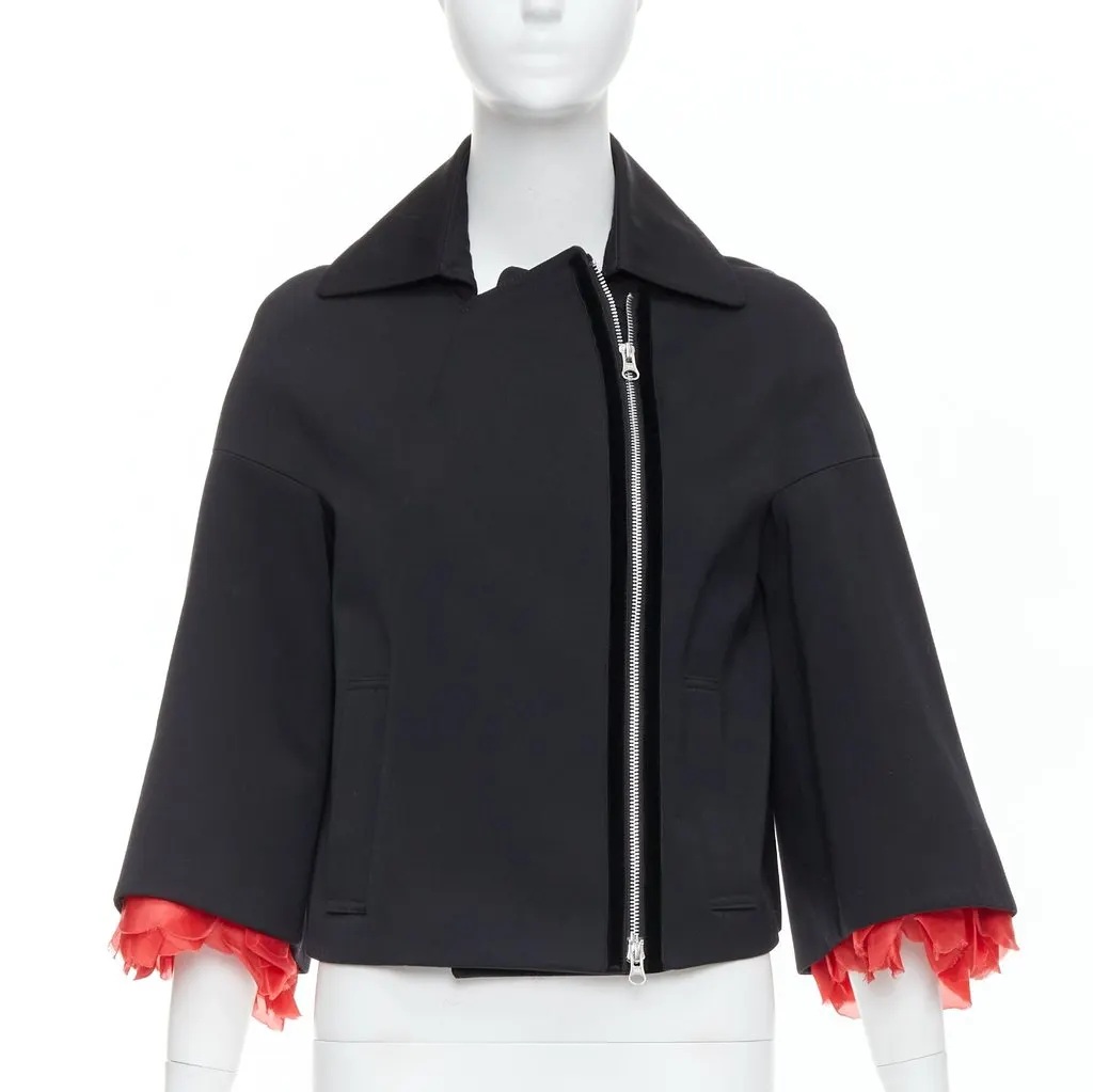 Keita Maruyama Red Biker Jacket Black Wool Never worn - Inside View