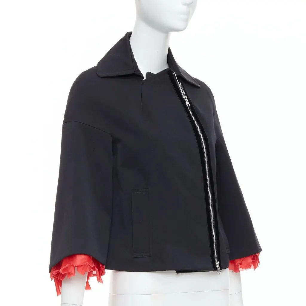 Keita Maruyama Red Biker Jacket Black Wool Never worn - Model View