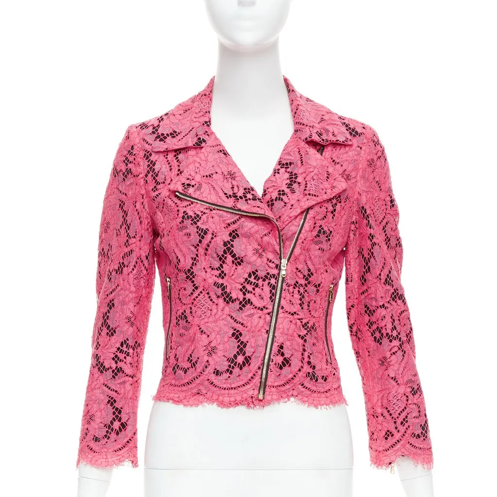 MSGM Pink Biker Jacket Pink Very good - Front View