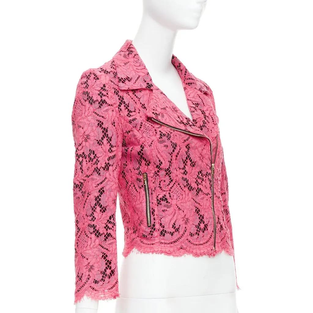 MSGM Pink Biker Jacket Pink Very good - Model View
