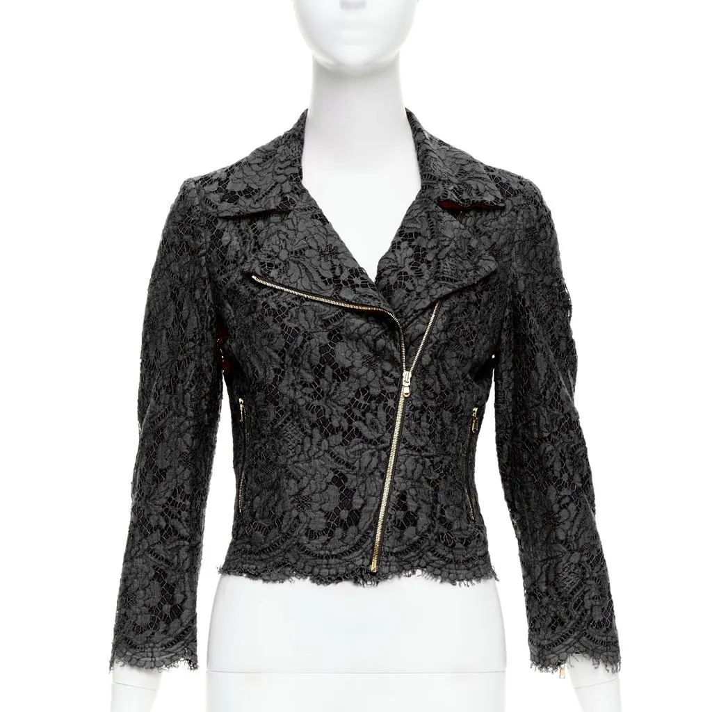 MSGM Black Biker Jacket Black Very good - Front View