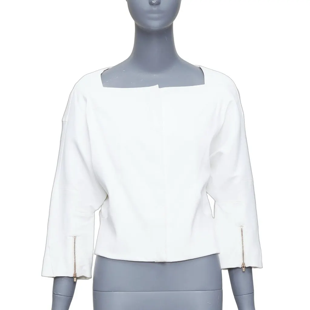 Chloé White Cropped Jacket Ecru Cotton Fair - Front View