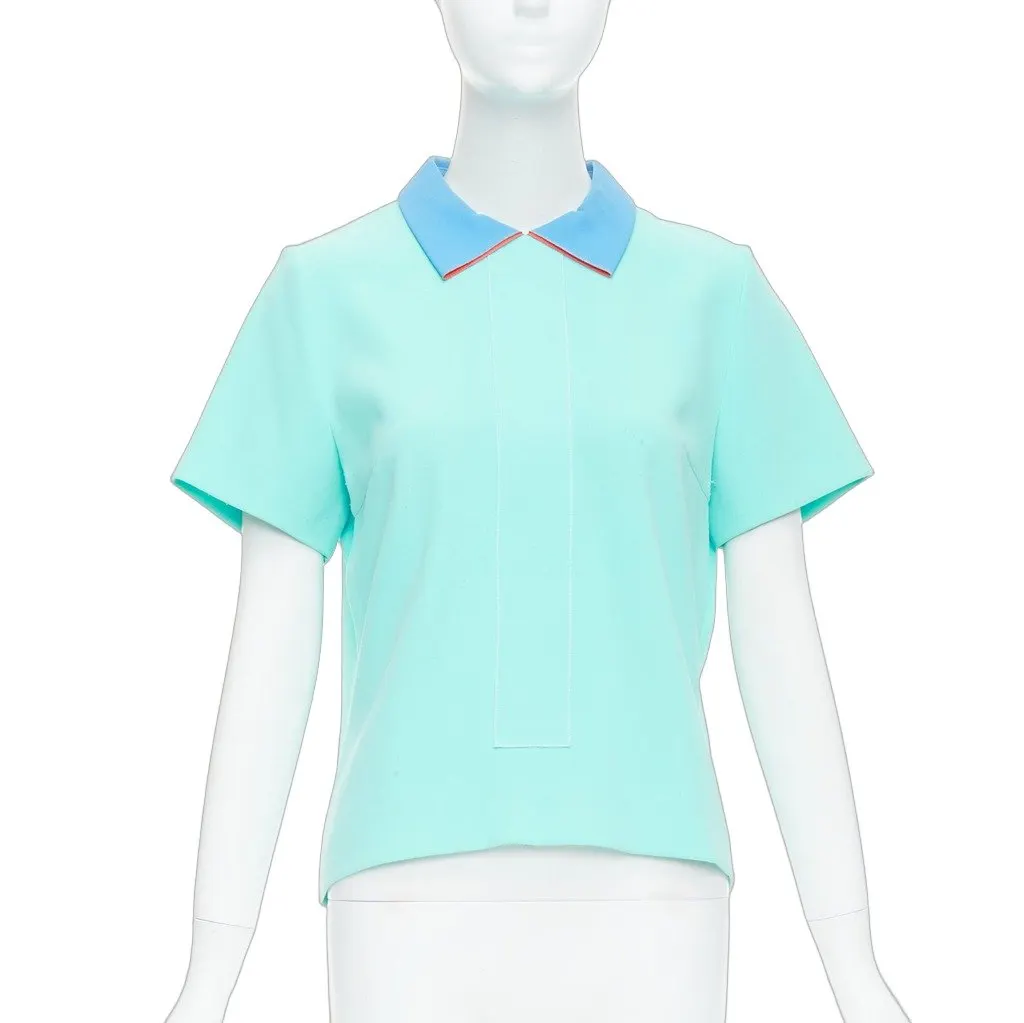 Roksanda Darted Colorblock Shirt Blue Polyester Fair - Front View