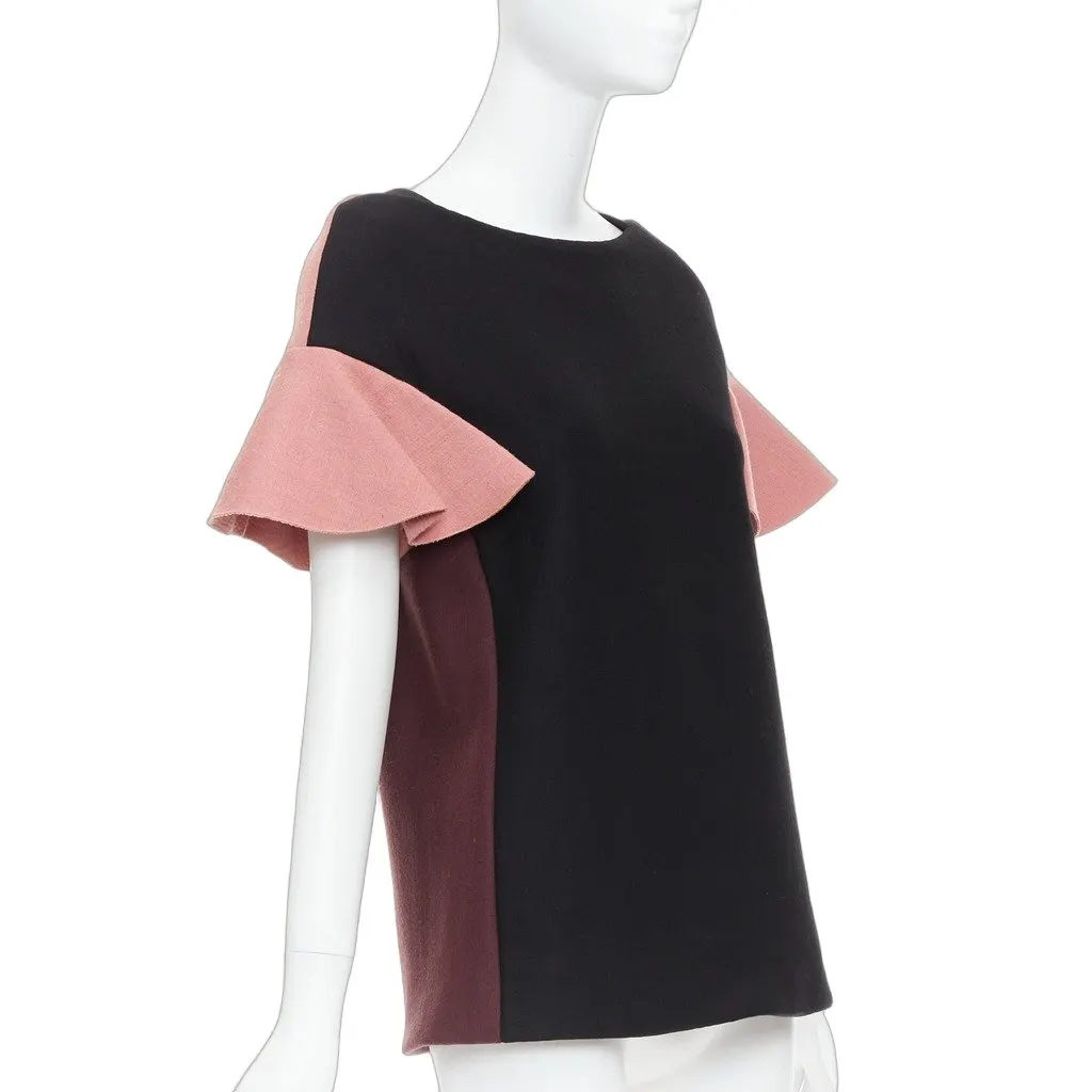 Marni Ruffle Sleeve Tunic Pink Wool Good - Front View