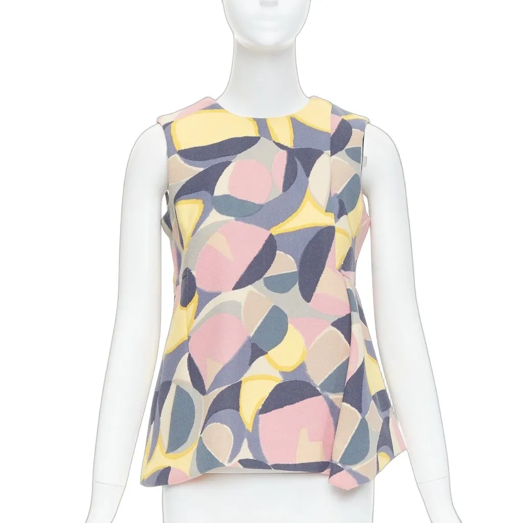 Marni Abstract Peplum Top MultiColor Wool Fair - Front View