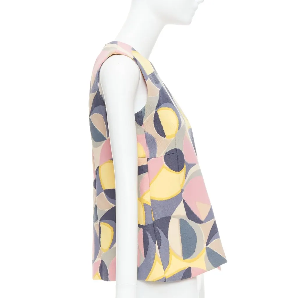 Marni Abstract Peplum Top MultiColor Wool Fair - Model View