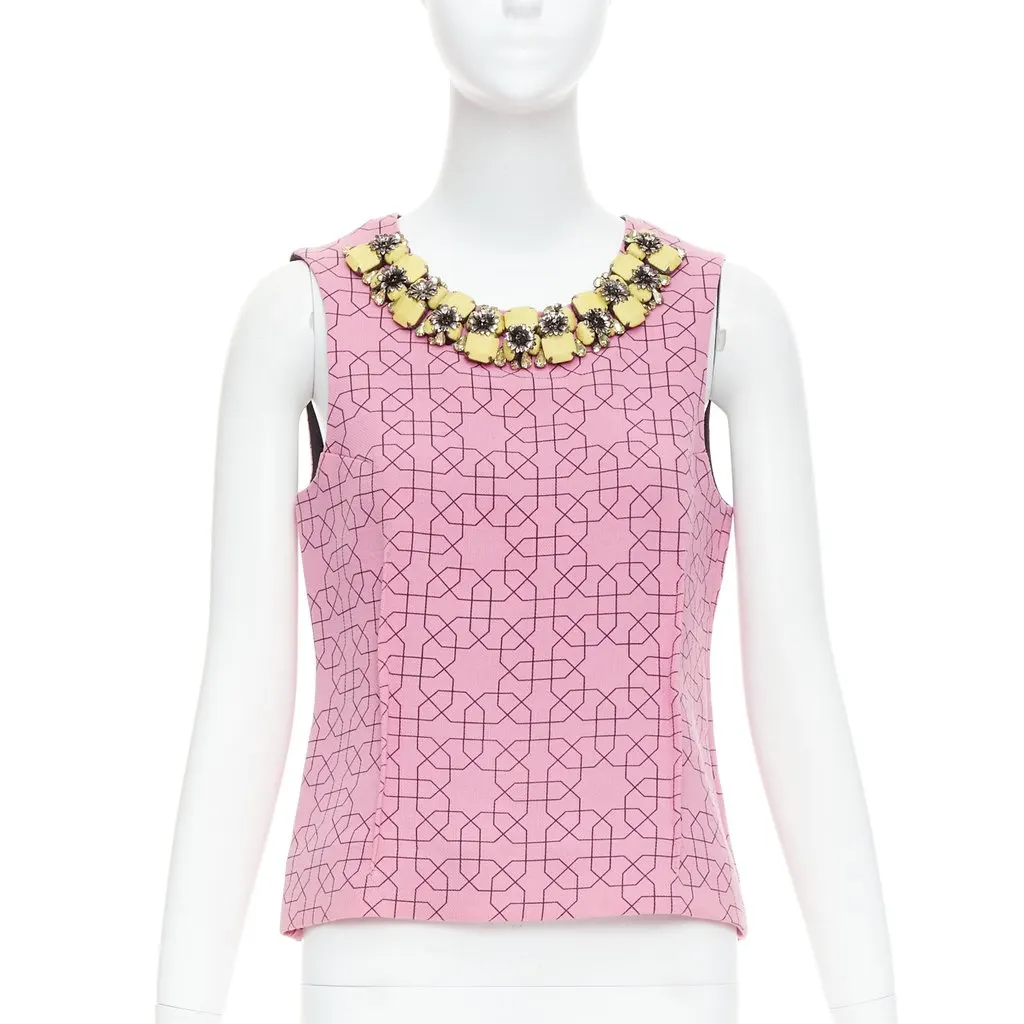 Marni Jewel Collar Vest Pink Wool Very good - Front View
