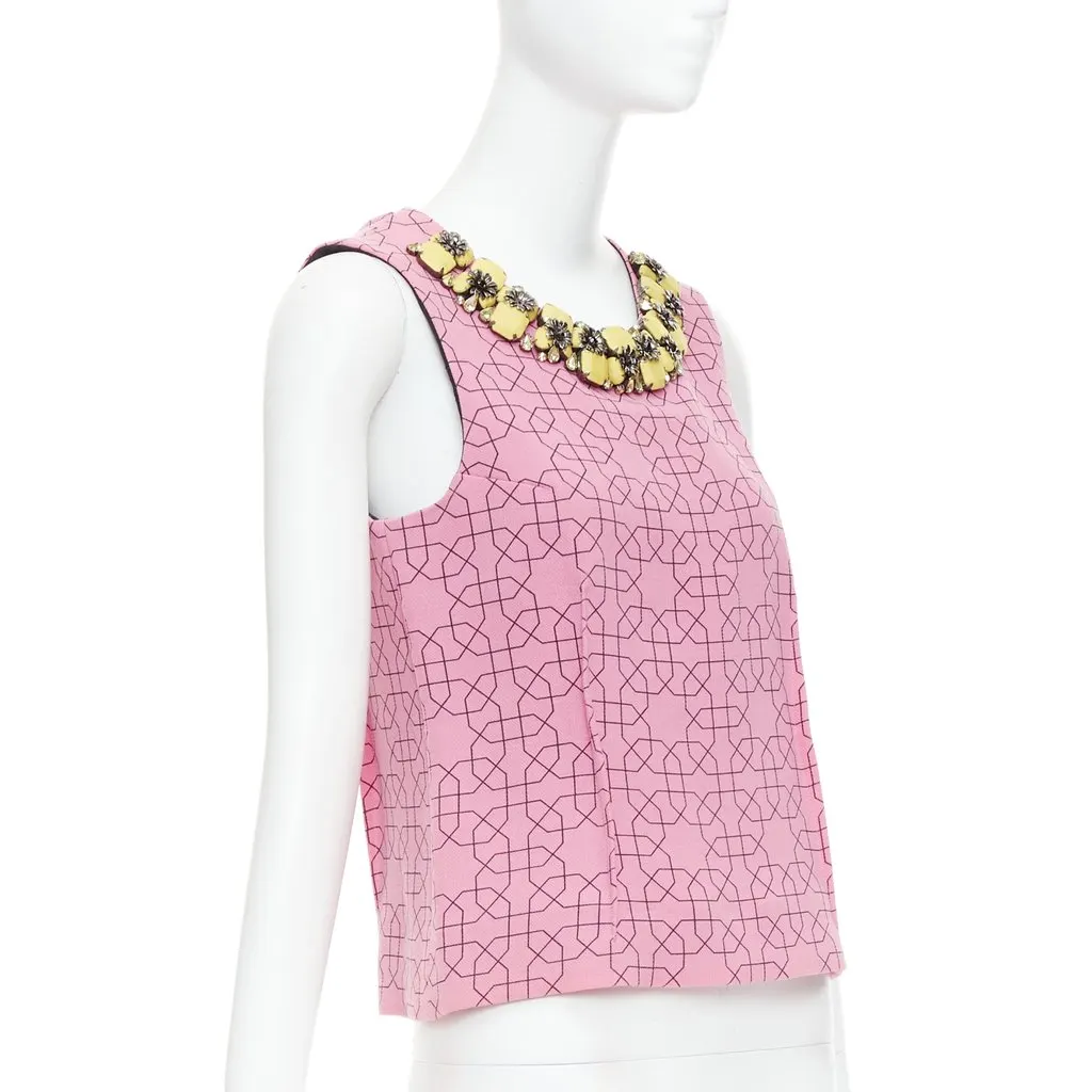 Marni Jewel Collar Vest Pink Wool Very good - Inside View