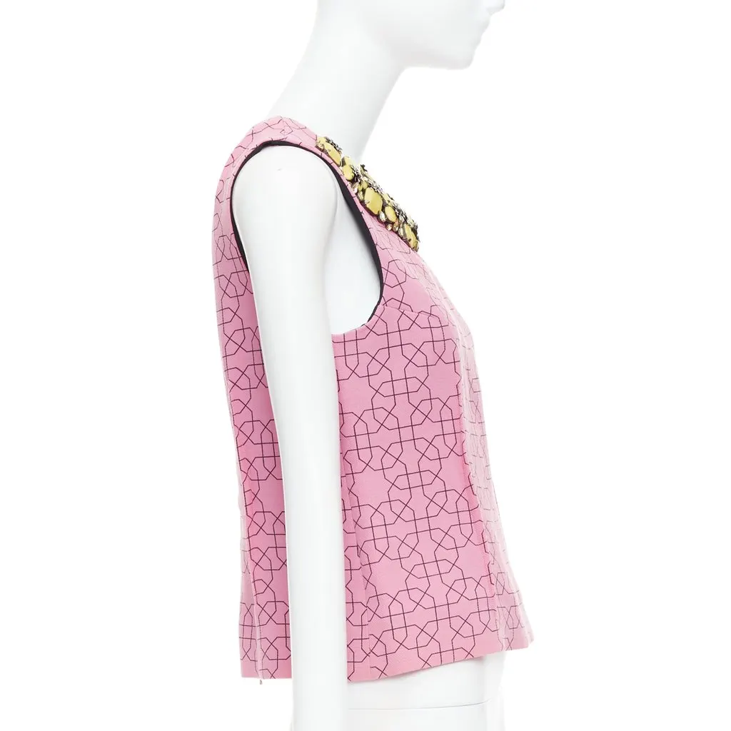 Marni Jewel Collar Vest Pink Wool Very good - Model View