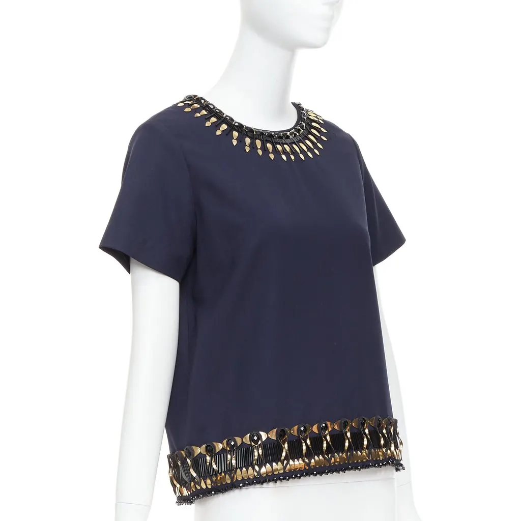 Manish Arora 3D Embellished Top Navy Polyester Fair - Inside View