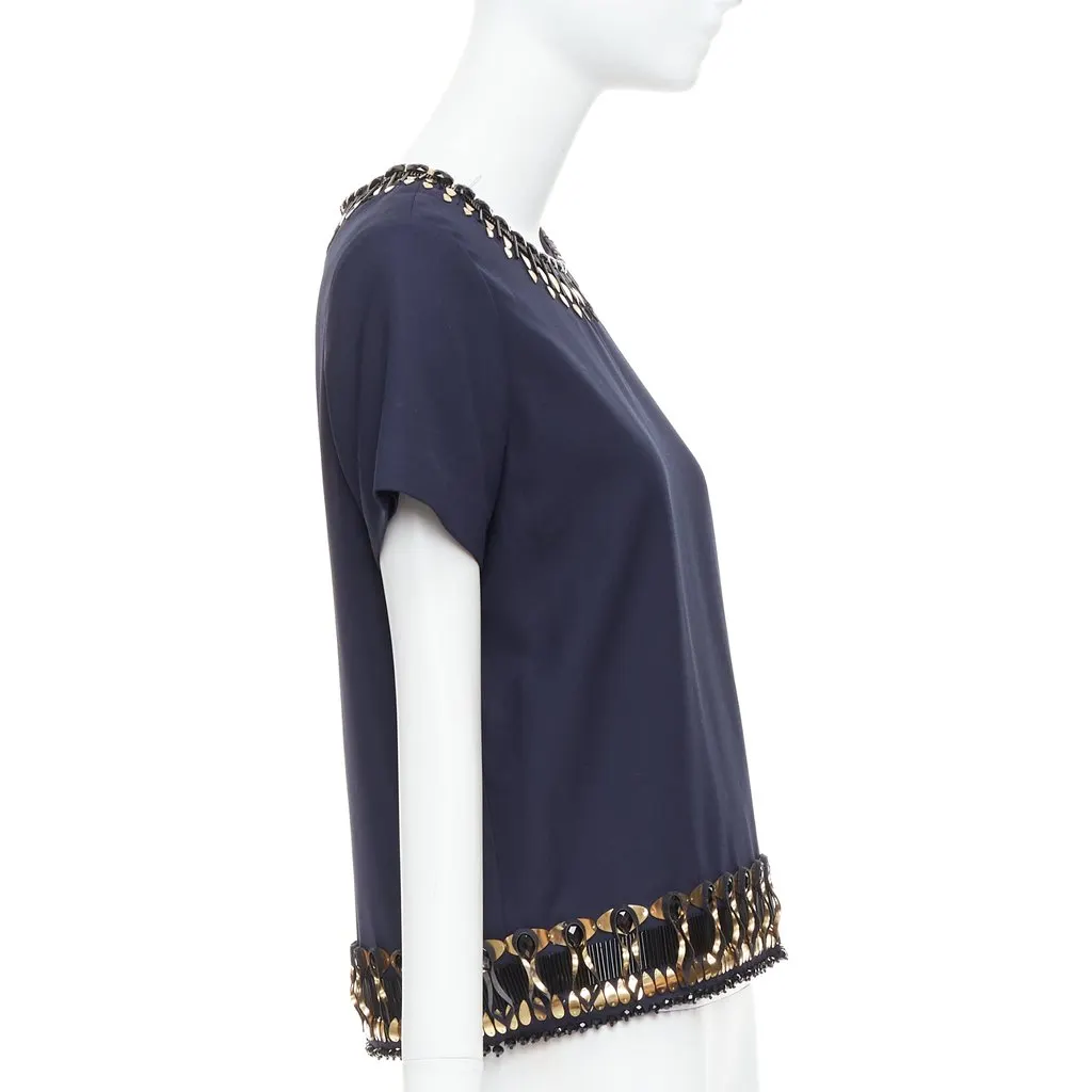 Manish Arora 3D Embellished Top Navy Polyester Fair - Model View