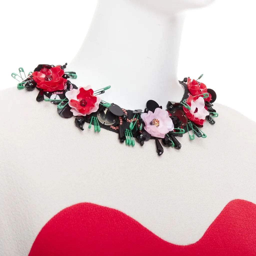 MSGM Embellished Collar Top Red Wool Very good - Back View