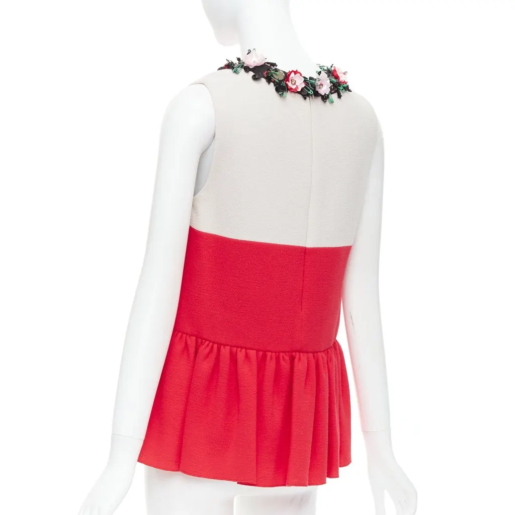 MSGM Embellished Collar Top Red Wool Very good - Box View