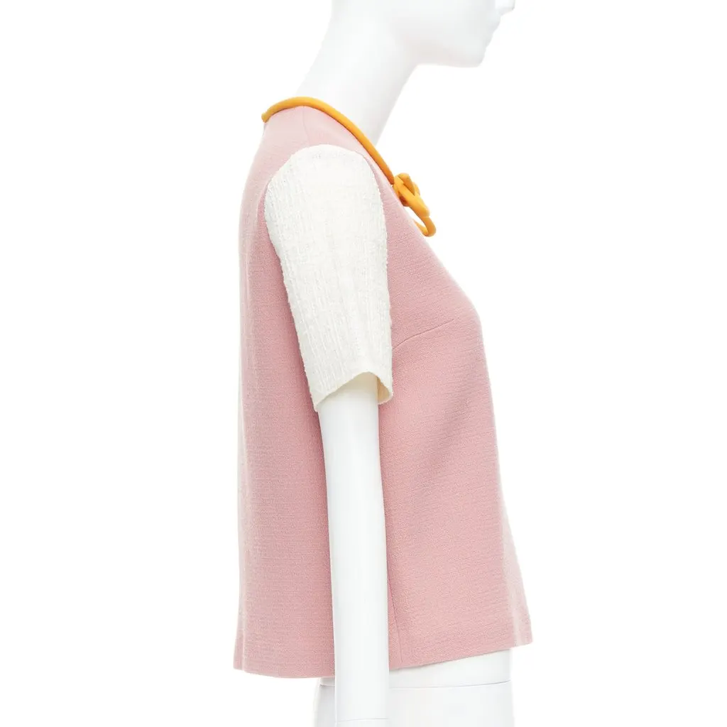 Roksanda Bow Front Top Pink Wool Good - Model View