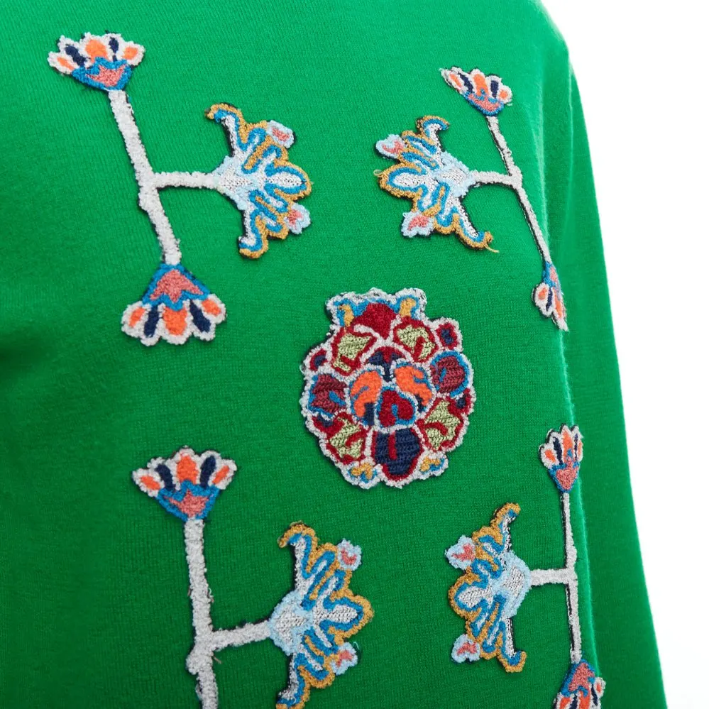 Vivienne Tam Oriental Patch Sweater Green Wool Never worn - Back View